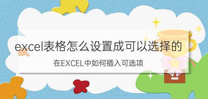 excel表格怎么设置成可以选择的 在EXCEL中如何插入可选项？